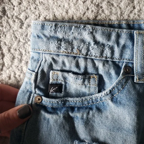 KanCan High-Rise Distressed Denim Cut Off Jean Shorts - Picture 4 of 10